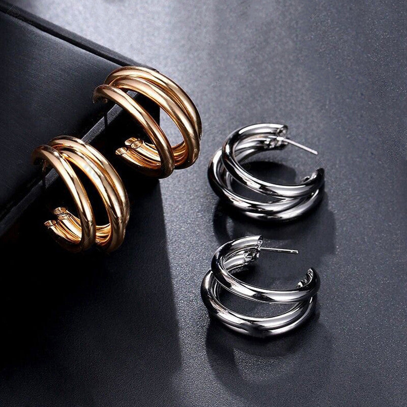 Gold & Silver Plated Contemporary Hoop Earrings – Women’s Jewelry