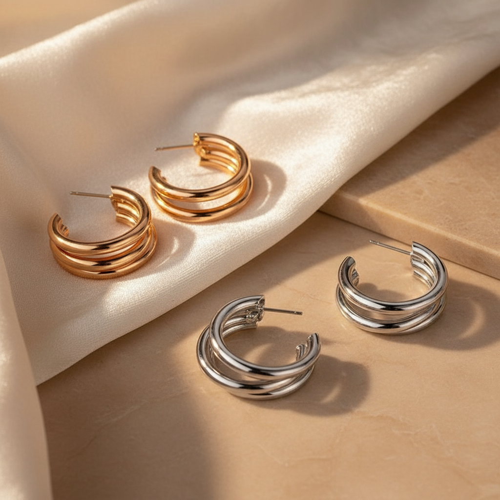 Gold & Silver Plated Contemporary Hoop Earrings – Women’s Jewelry