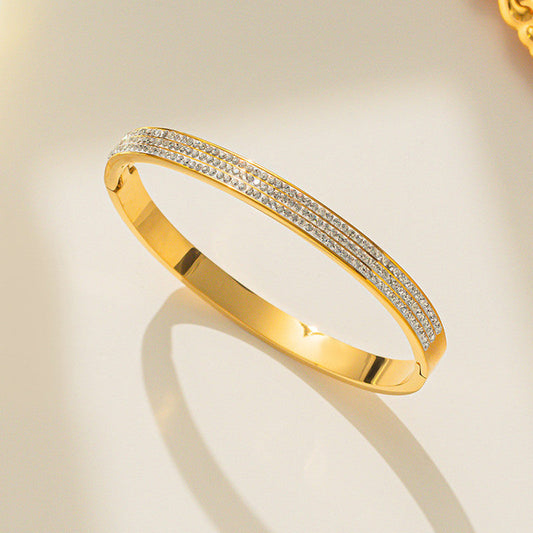 Gold Plated Triple Line Bracelet – American Diamond