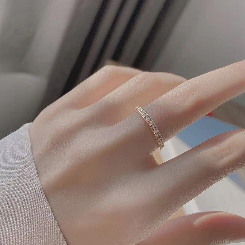 Rose Gold Plated Diamond Studded Korean Ring