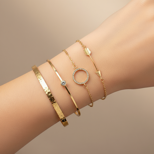 Gold Plated Contemporary Bracelets – Pack of 4