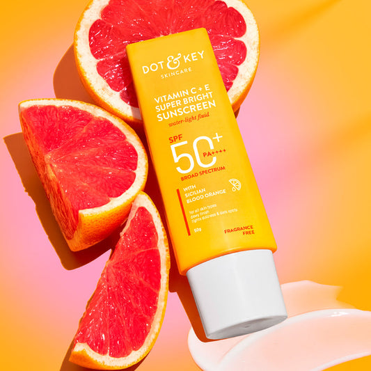 Dot & Key Sunscreen - SPF 50 PA++++ Vitamin C+E Super Bright, WaterLight, For Even Toned & Glowing Skin (50 g)